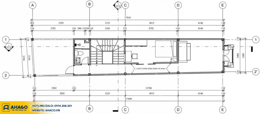 mặt bằng tầng 3 Mẫu nhà ống tân cổ điển 3 tầng đẹp