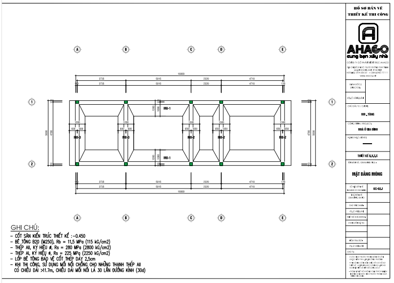 Bản Vẽ Thiết Kế Móng Nhà Ahaco