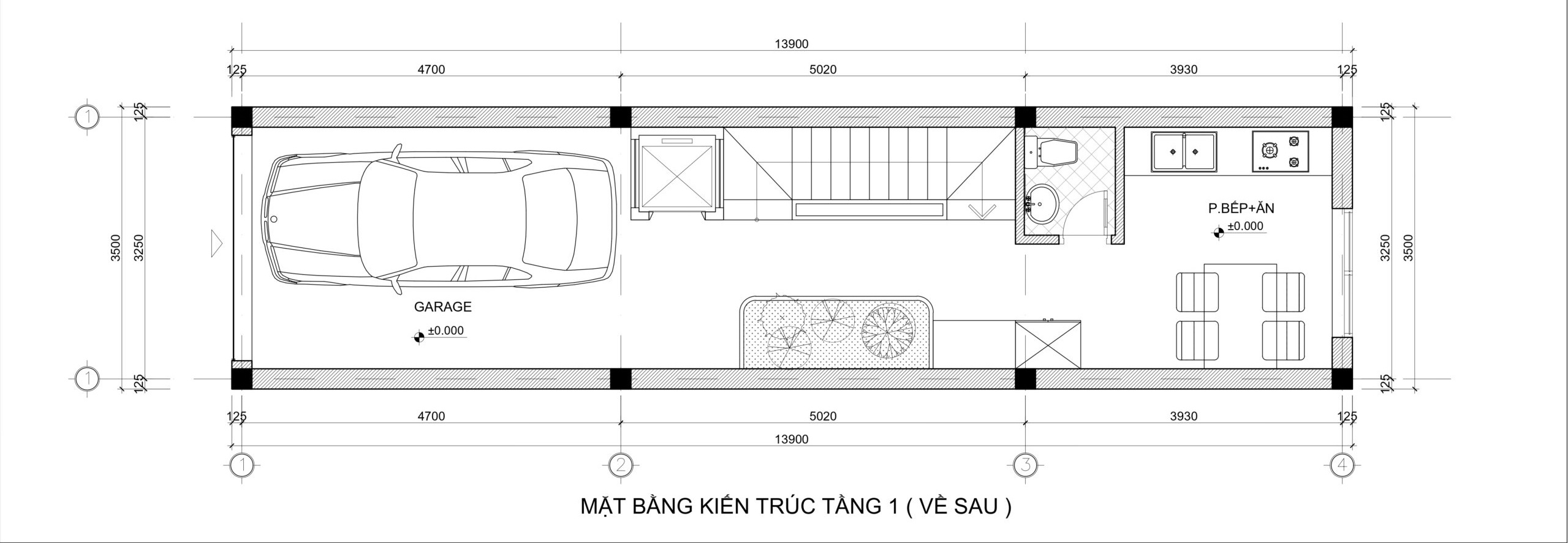 Công Năng Tầng 1 Mẫu Nhà 5 Tầng 4x15 Có Gác Lửng