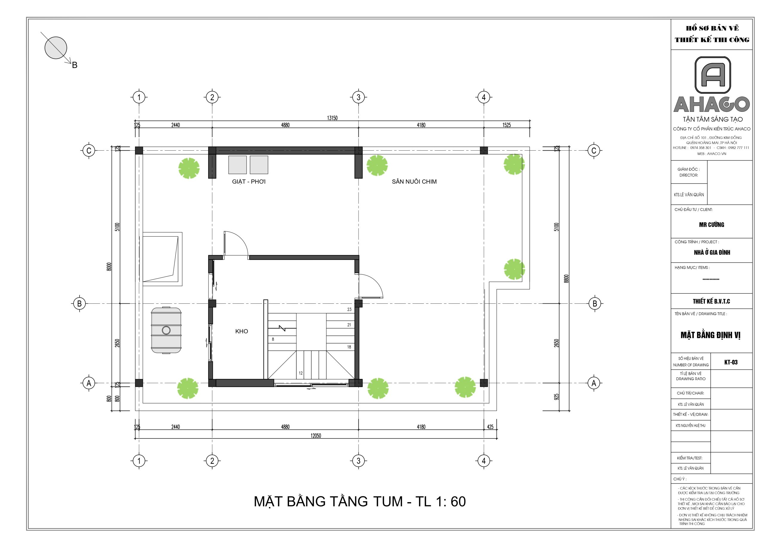 công năng biệt thự 2 tầng 1 tum