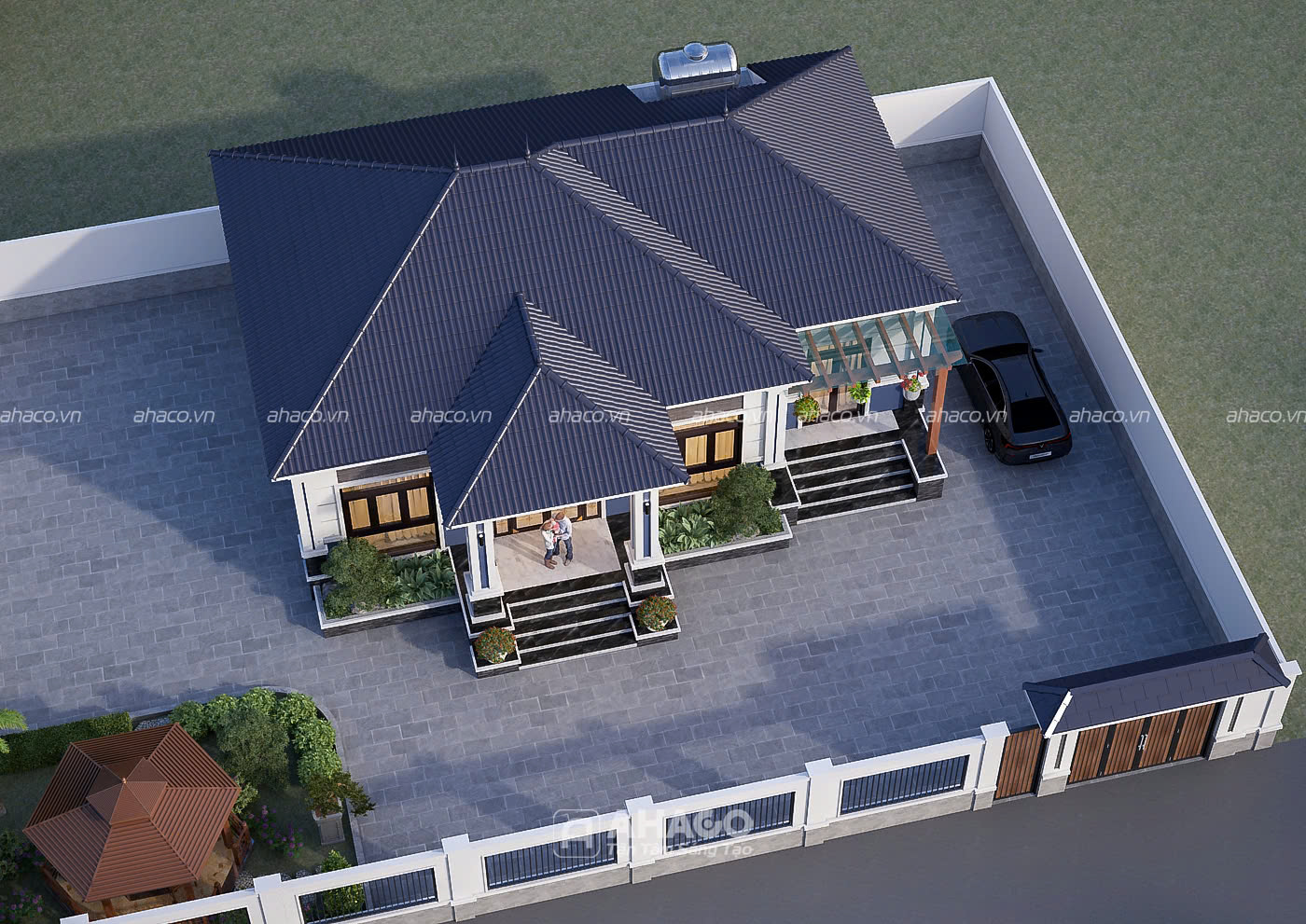 mẫu nhà 1 tầng mái bánh ú 9x14