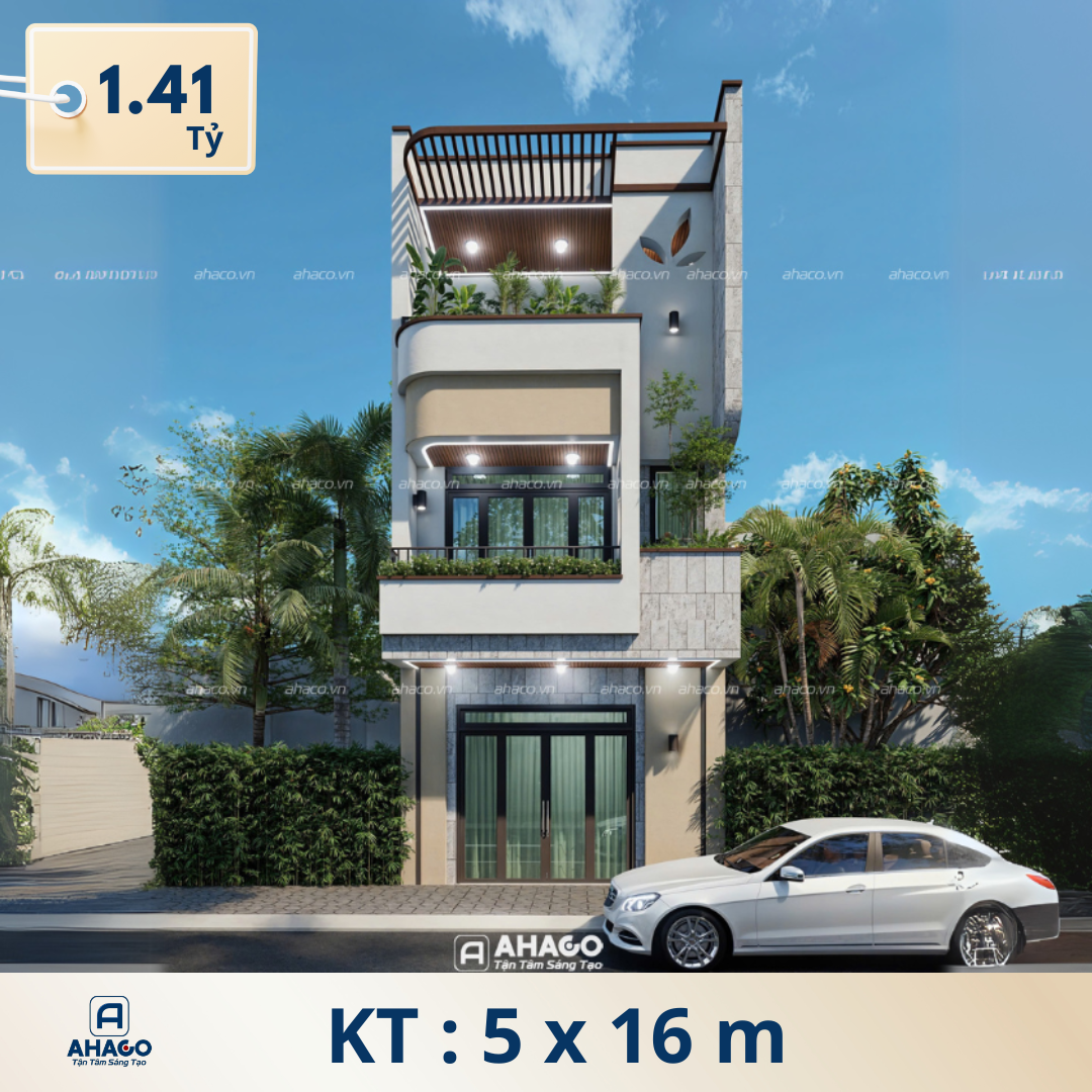 Mẫu nhà 2 tầng 1 tum tại Thái Nguyên